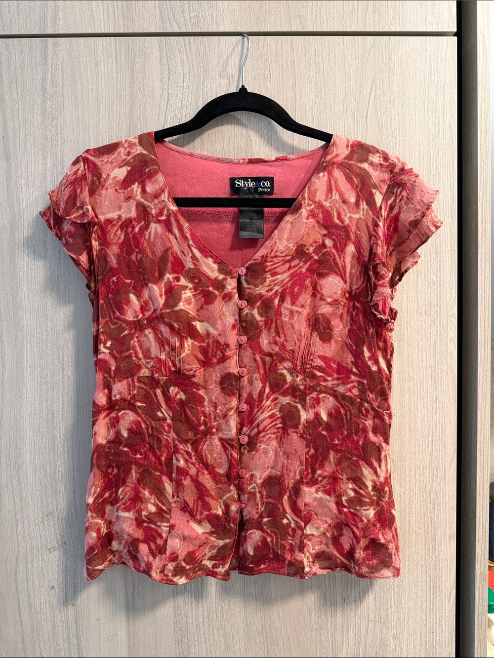 V-Neck Button Front Blouse (slight fraying see 3rd pic)